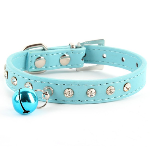 Fancy Bling PU Leather Chic Puppy Dog Collar Crystal Rhinestone Pet